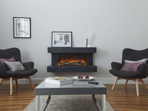 Modern living room with Winchester suite in grey, by British Fires