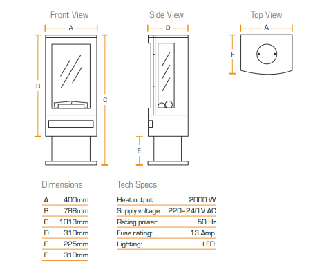 British Fires bramshaw dimensions