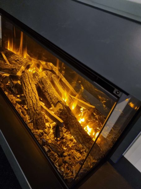 British Fires suite in grey with real wood deluxe logs
