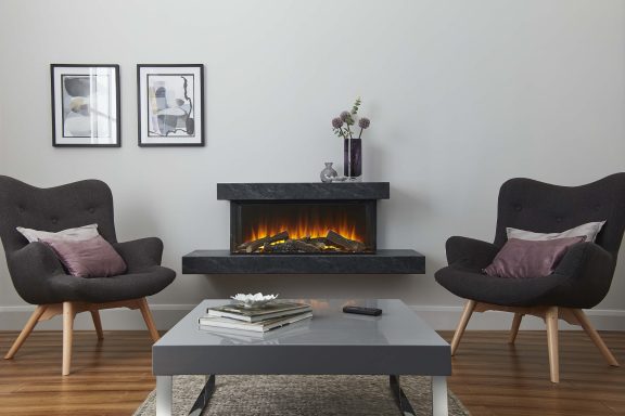 modern electric fire set near warwick