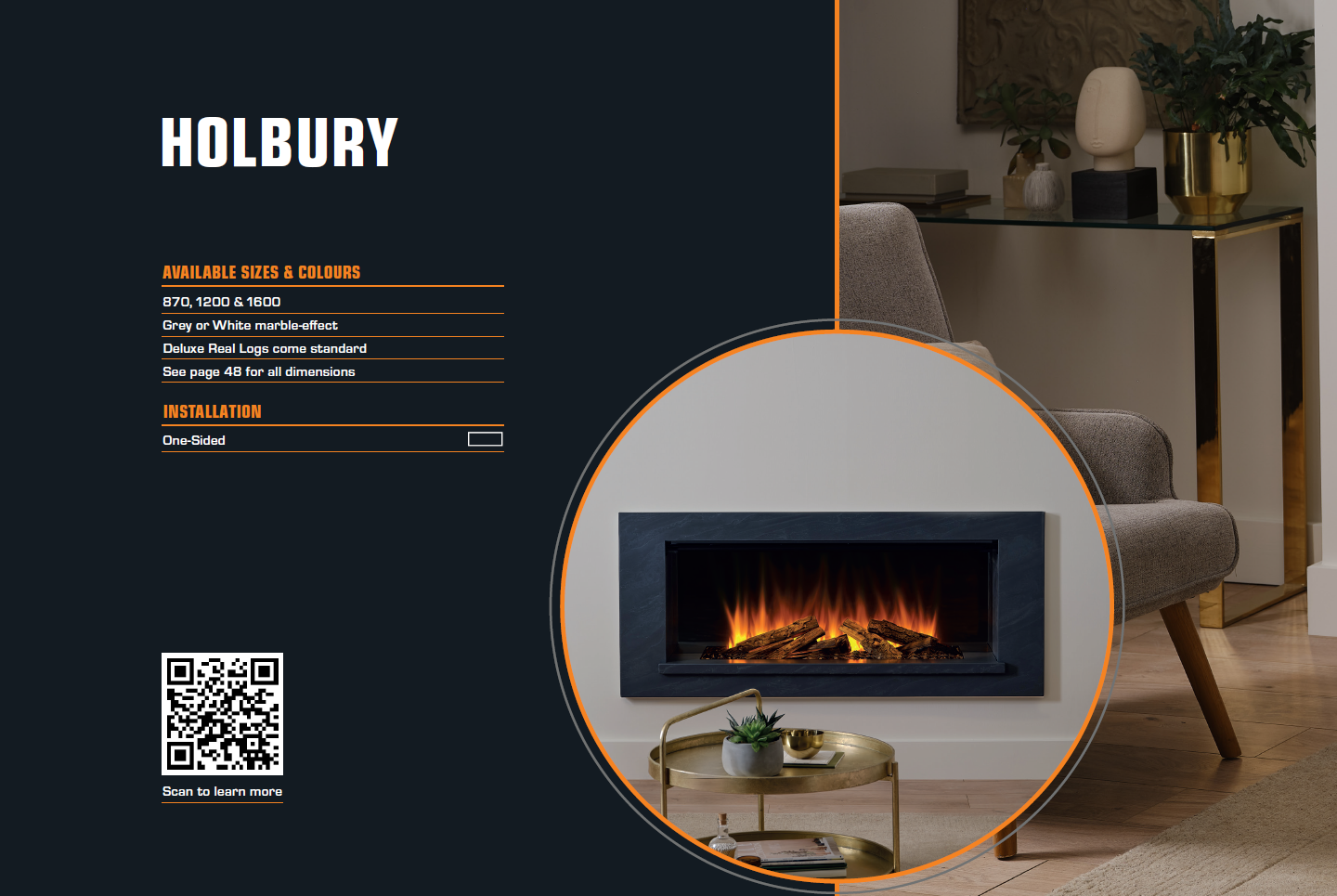 Modern electric fireplace, holbury suite by british fires