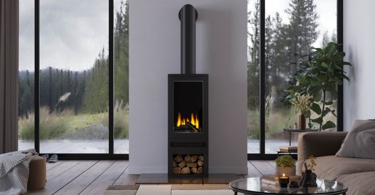 British fires bramshaw shown with optional log store underneath