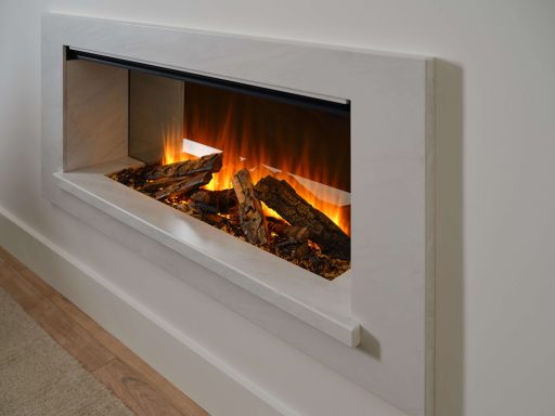 modern eelctric fire displayed in a wall