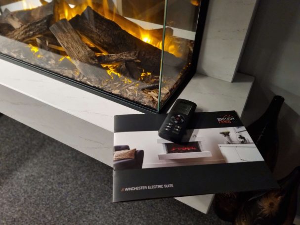 British fires suite, with remote and brochure