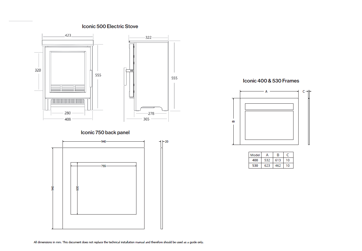Technical drawings showing dimensions and layouts for a frame design.