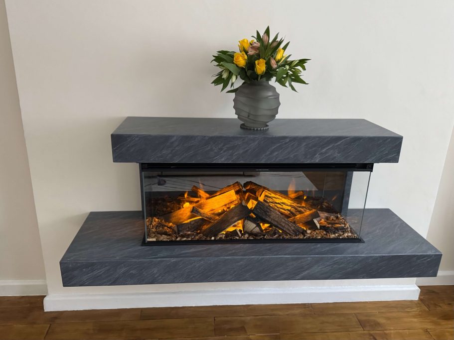 electric fire suite by british fires on display in our showroom