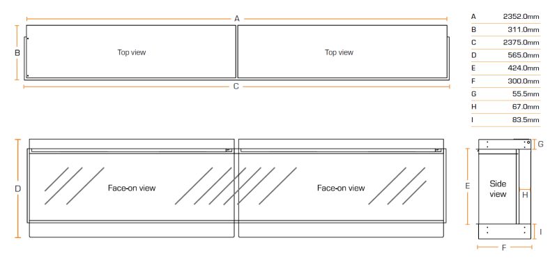 Specifications for new forest 2400 electric fire