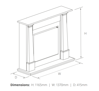 Dimensions for the Flamerite Europa electric fire