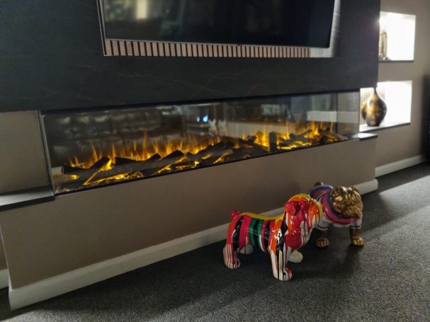 British Fires electric fireplace in a media wall