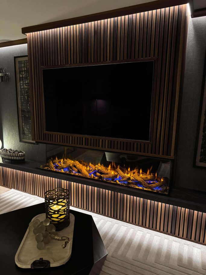top of the range media wall, with realistic electric fire from media wall fires Alcester